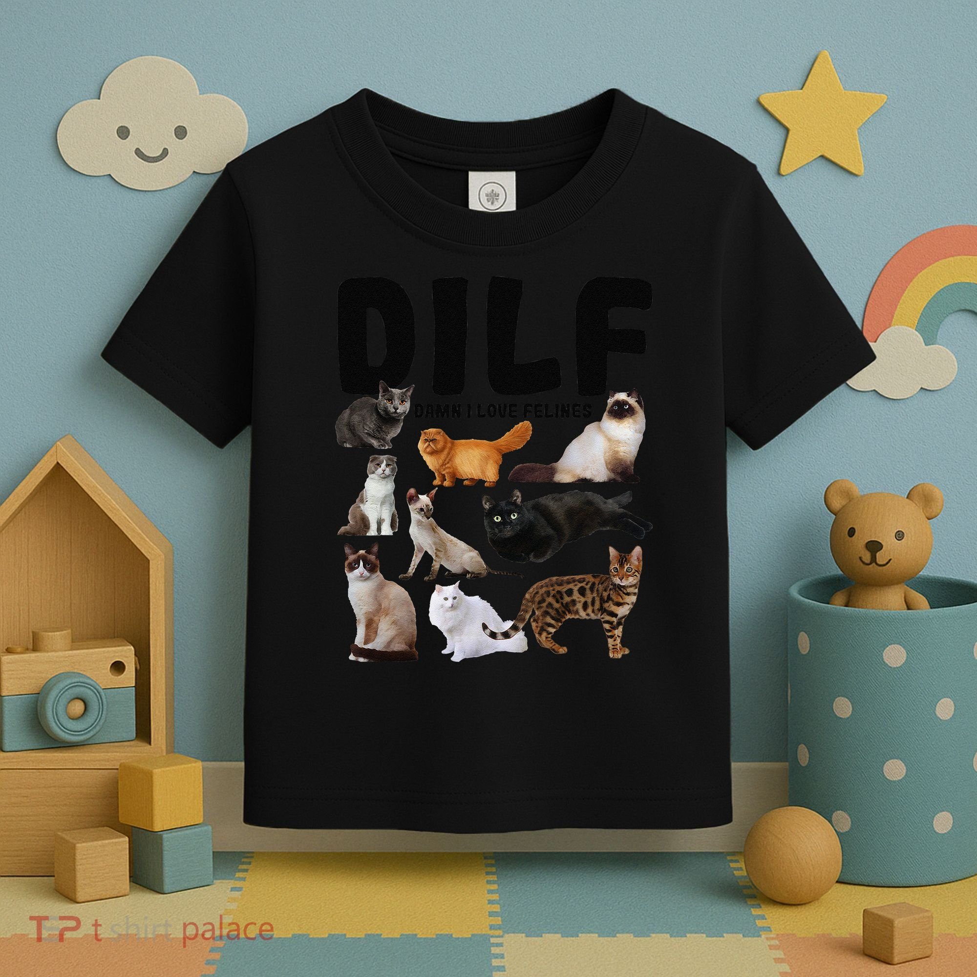 DILF Damn I Love Felines Funny Cat Kitty Lover Toddler T-Shirt