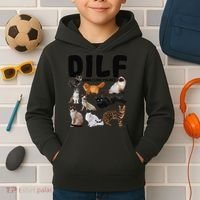 DILF Damn I Love Felines Funny Cat Kitty Lover Kids Hoodie thumb 2
