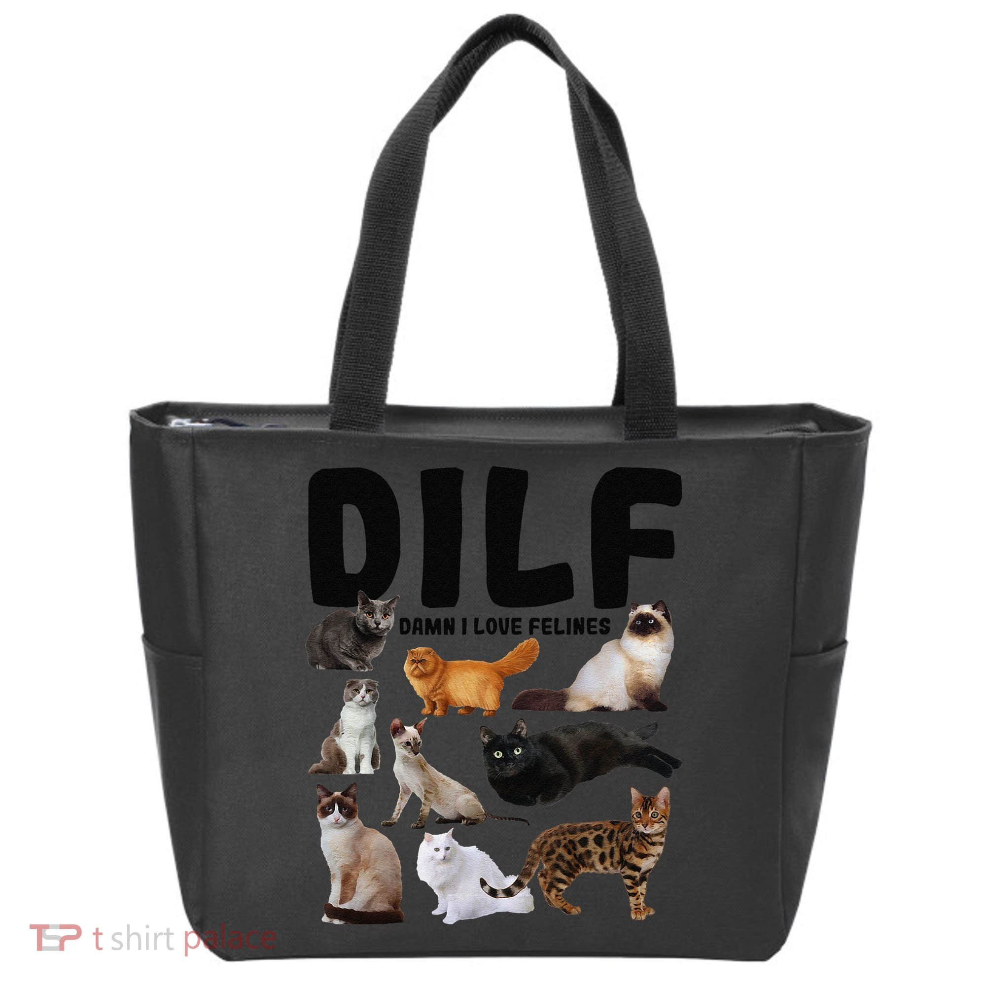 DILF Damn I Love Felines Funny Cat Kitty Lover Tote Bag
