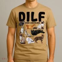 DILF Damn I Love Felines Funny Cat Kitty Lover T-Shirt thumb 3