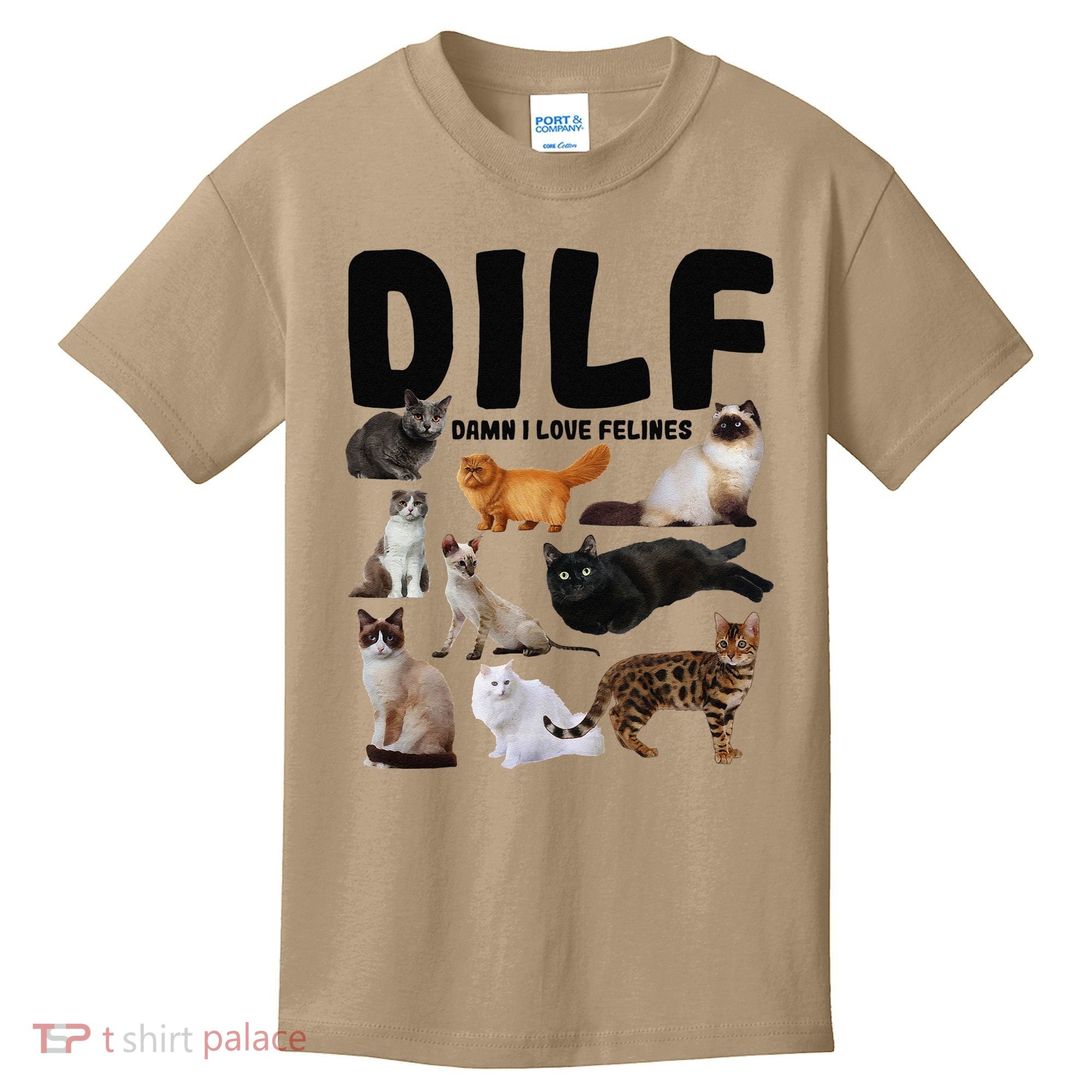 DILF Damn I Love Felines Funny Cat Kitty Lover Kids T-Shirt