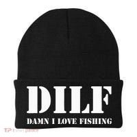 DILF Damn I Love Fishing Funny Fathers Day Gift For Dad Beanie thumb 0