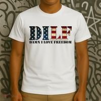 DILF Damn I Love Freedom Funny Patriotic USA Flag T-Shirt thumb 3