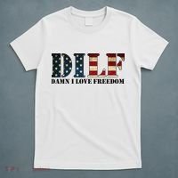 DILF Damn I Love Freedom Funny Patriotic USA Flag T-Shirt thumb 5