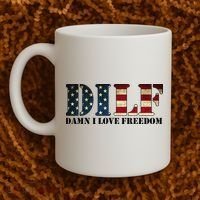 DILF Damn I Love Freedom Funny Patriotic USA Flag Coffee Mug thumb 2