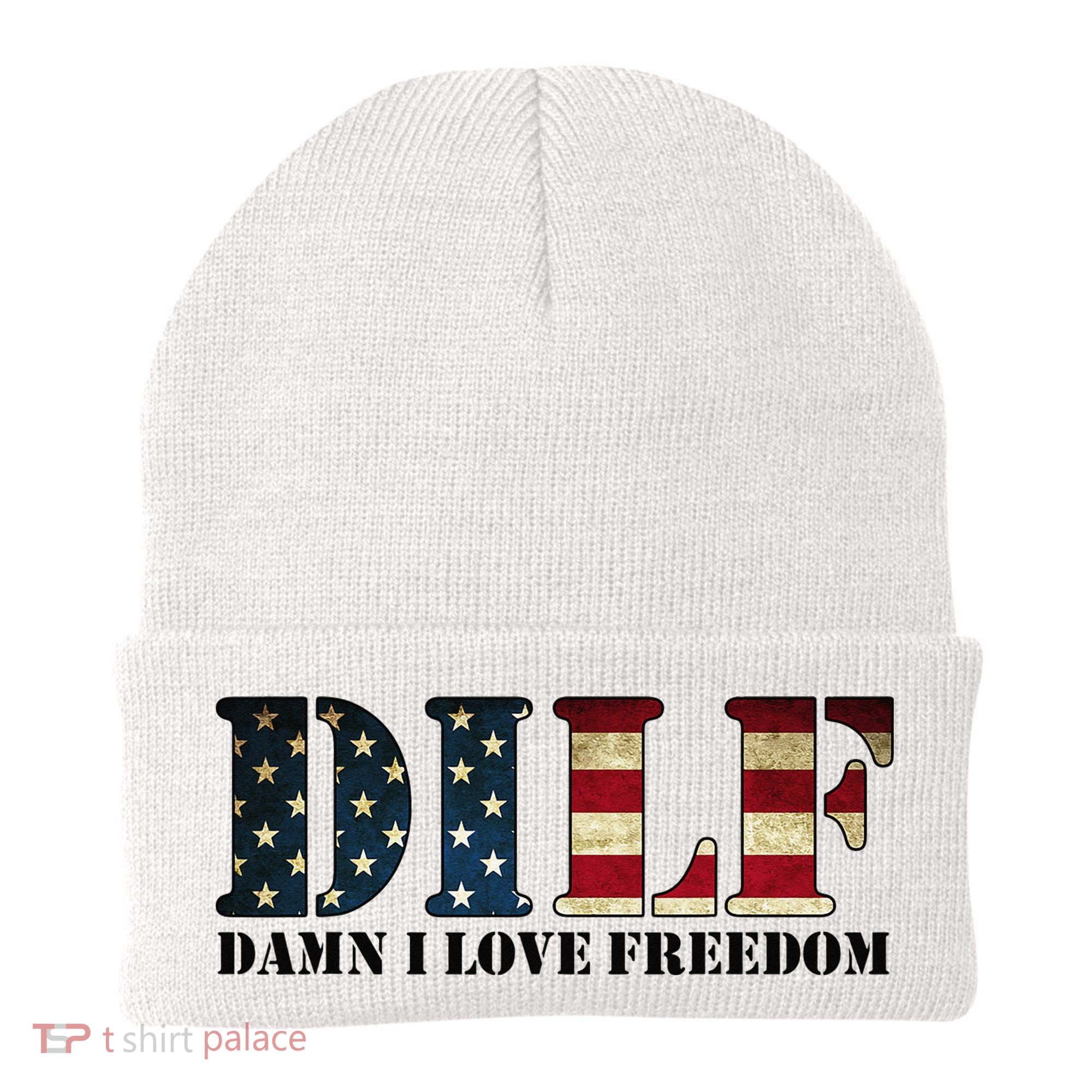 DILF Damn I Love Freedom Funny Patriotic USA Flag Beanie