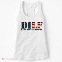 DILF Damn I Love Freedom Funny Patriotic USA Flag Women's Tank Top thumb 0