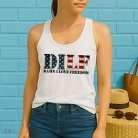 DILF Damn I Love Freedom Funny Patriotic USA Flag Women's Tank Top thumb 2