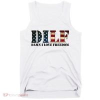 DILF Damn I Love Freedom Funny Patriotic USA Flag Tank Top thumb 0