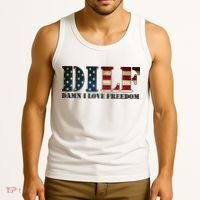DILF Damn I Love Freedom Funny Patriotic USA Flag Tank Top thumb 3
