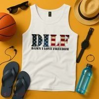 DILF Damn I Love Freedom Funny Patriotic USA Flag Tank Top thumb 4