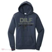 DILF Damn I Love Firearms Funny Women's Hoodie thumb 0