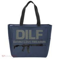 DILF Damn I Love Firearms Funny Tote Bag thumb 0