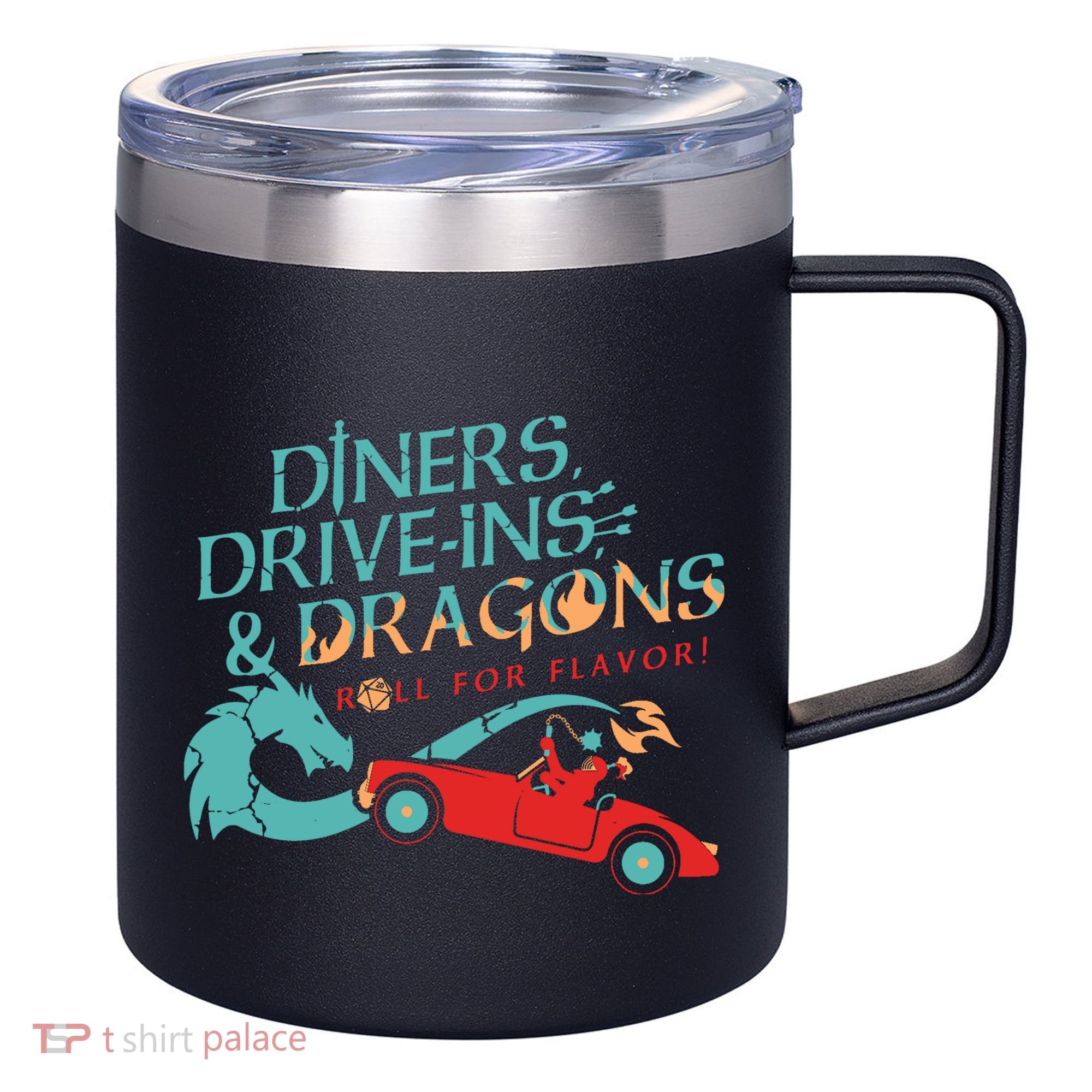 Diners Drive Ins And Dragons Roll For Flavor 12oz Stainless Steel Coffee Mug