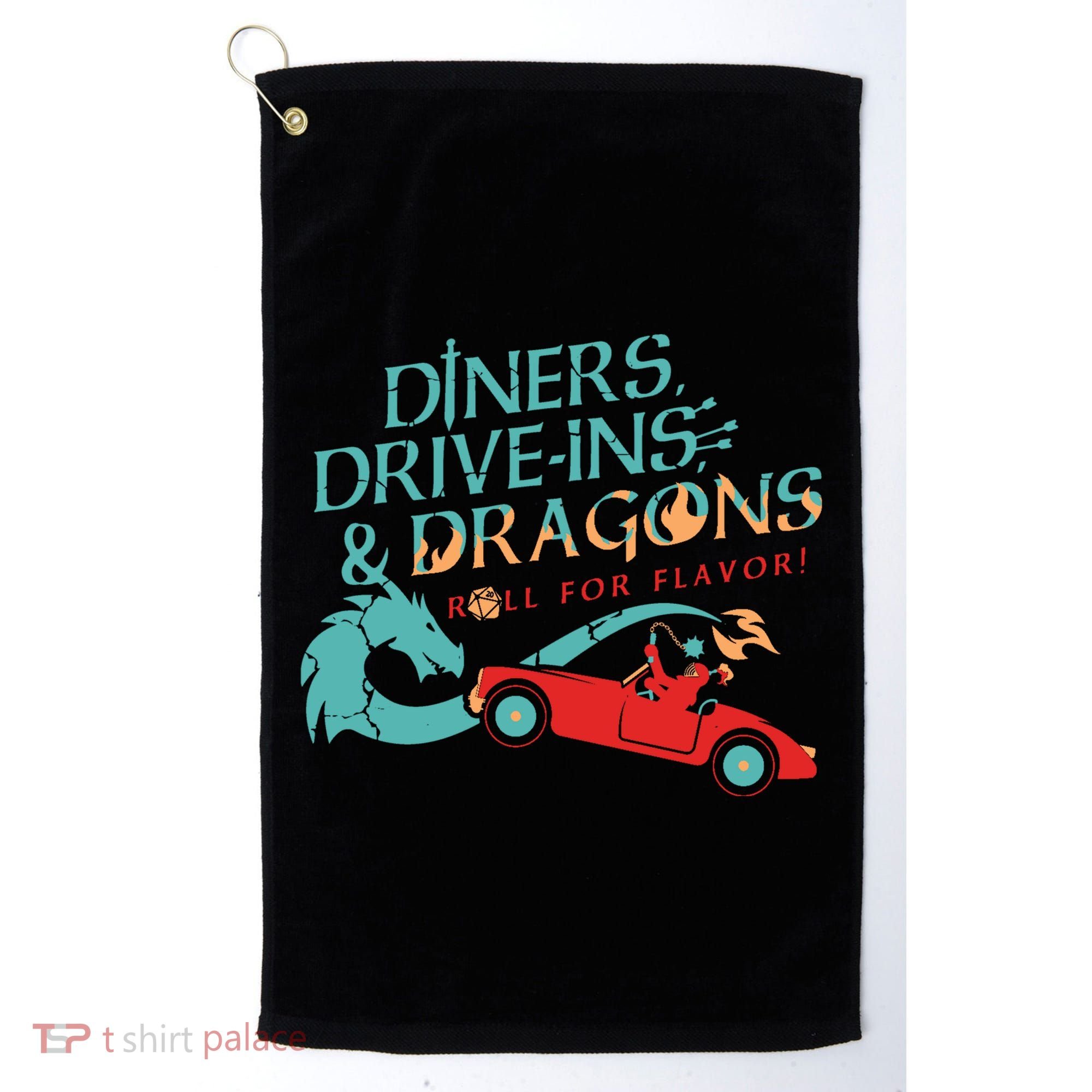 Diners Drive Ins And Dragons Roll For Flavor Golf Towel