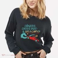 Diners Drive Ins And Dragons Roll For Flavor Cropped Pullover Crew thumb 2
