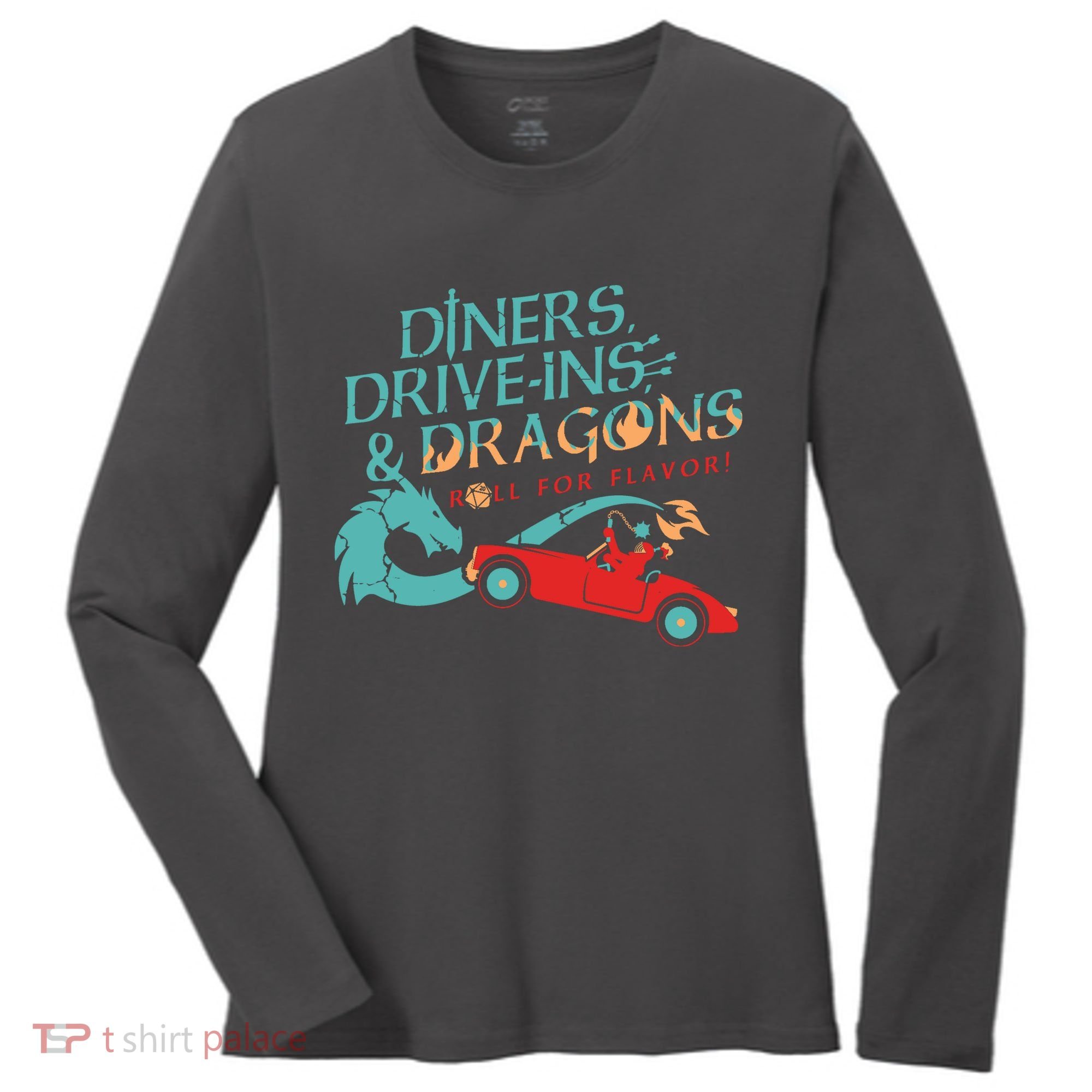 Diners Drive Ins And Dragons Roll For Flavor Women's Long Sleeve Shirt