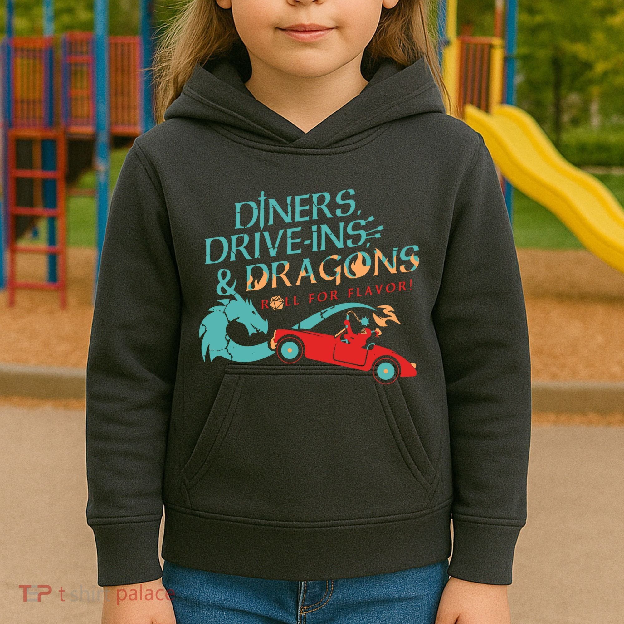 Diners Drive Ins And Dragons Roll For Flavor Kids Hoodie
