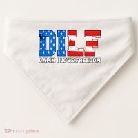 Dilf Damn I Love Freedom USA-Made Doggie Bandana thumb 0