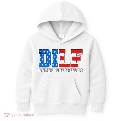 Dilf Damn I Love Freedom Kids Hoodie