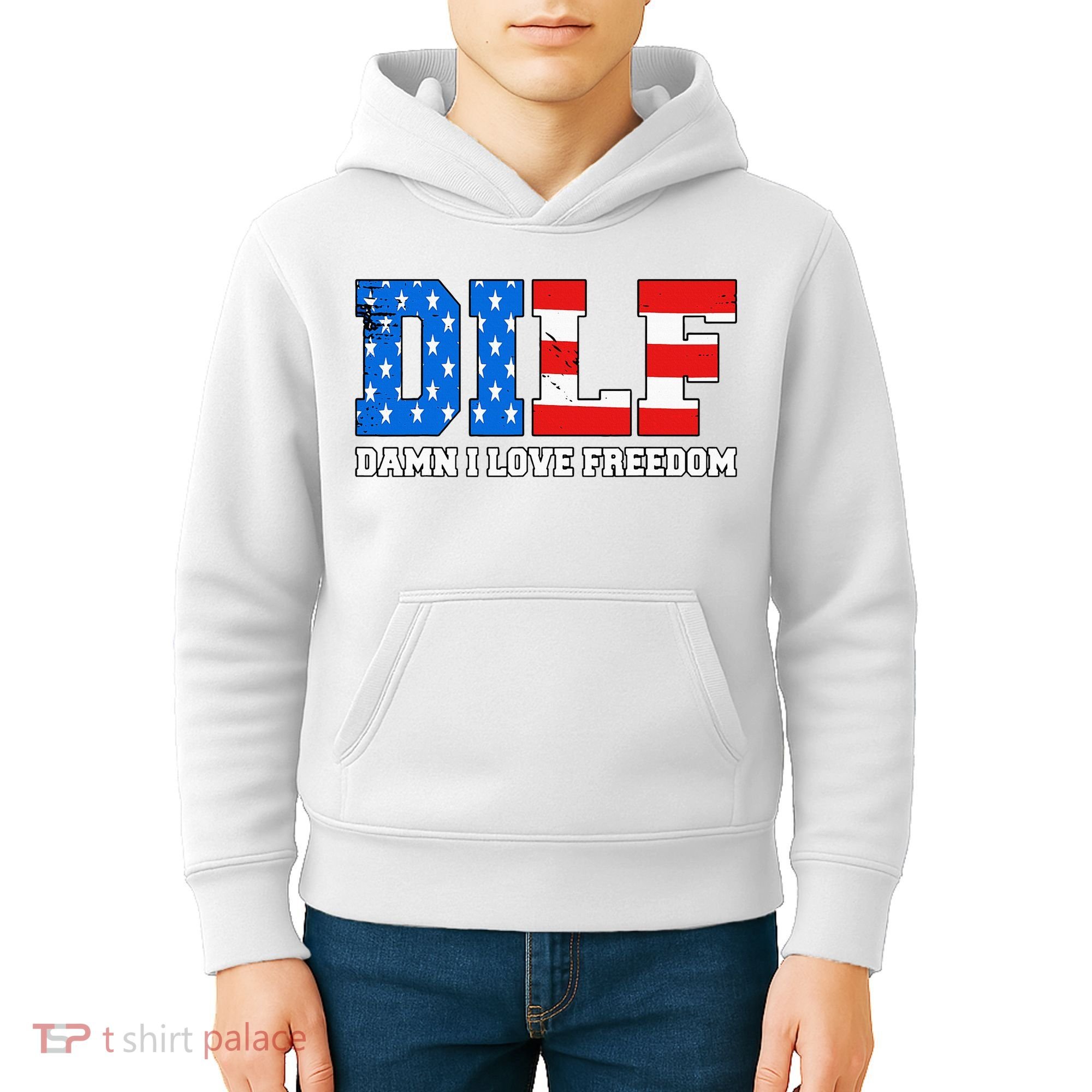 Dilf Damn I Love Freedom Kids Hoodie