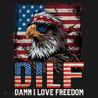 Dilf Damn I Love Freedom Eagle Funny Patriotic 4th Of July Women's Hoodie thumb 2