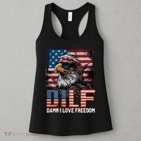 Dilf Damn I Love Freedom Eagle Funny Patriotic 4th Of July Women's Tank Top thumb 3