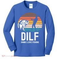 Dilf Damn I Love Fishing Gift Kids Long Sleeve Shirt thumb 0