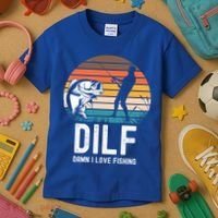 Dilf Damn I Love Fishing Gift Kids T-Shirt thumb 3
