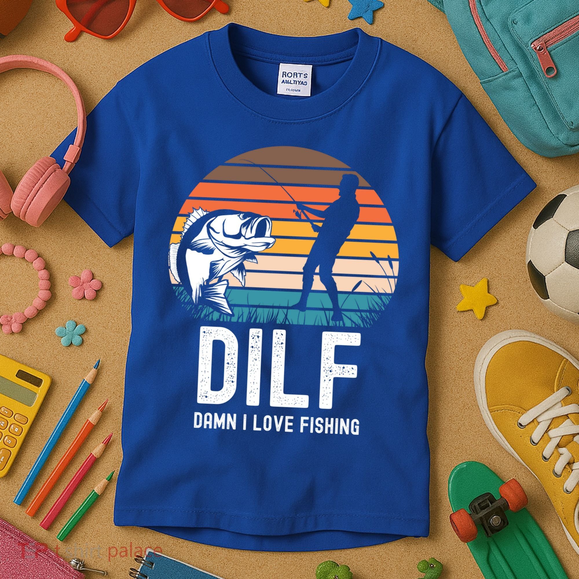 Dilf Damn I Love Fishing Gift Kids T-Shirt