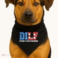Dilf Damn I Love Freedom USA-Made Doggie Bandana thumb 1
