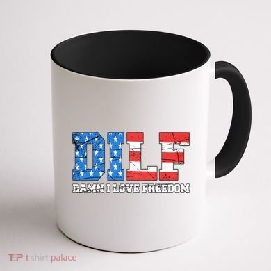 Dilf Damn I Love Freedom Coffee Mug back
