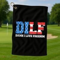Dilf Damn I Love Freedom Golf Towel thumb 1