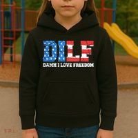 Dilf Damn I Love Freedom Kids Hoodie thumb 3