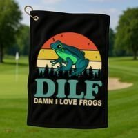 DILF Damn I Love Frogs Golf Towel thumb 1
