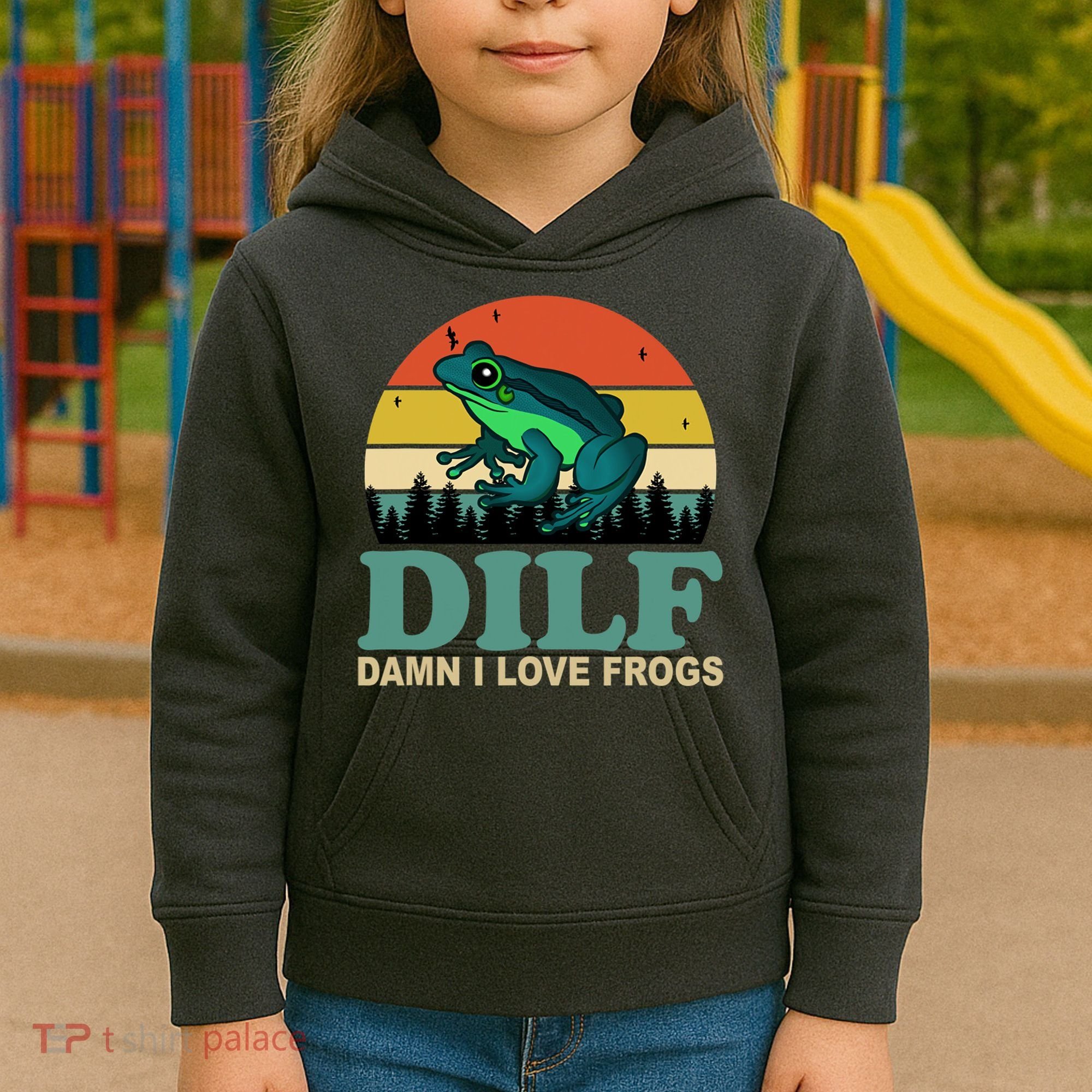 DILF Damn I Love Frogs Kids Hoodie