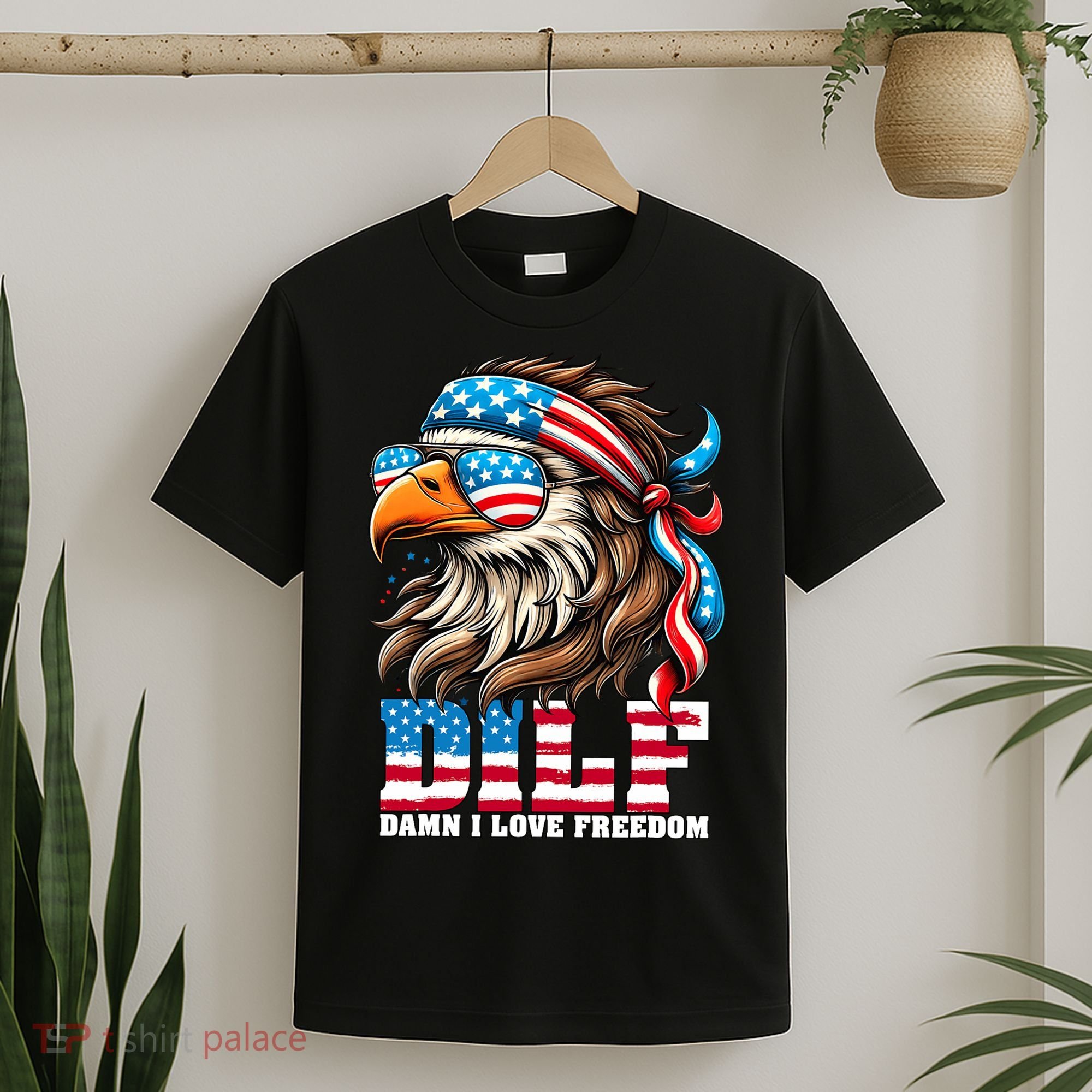 Dilf Damn I Love Freedom Eagle Mullet Funny 4th Of July T-Shirt