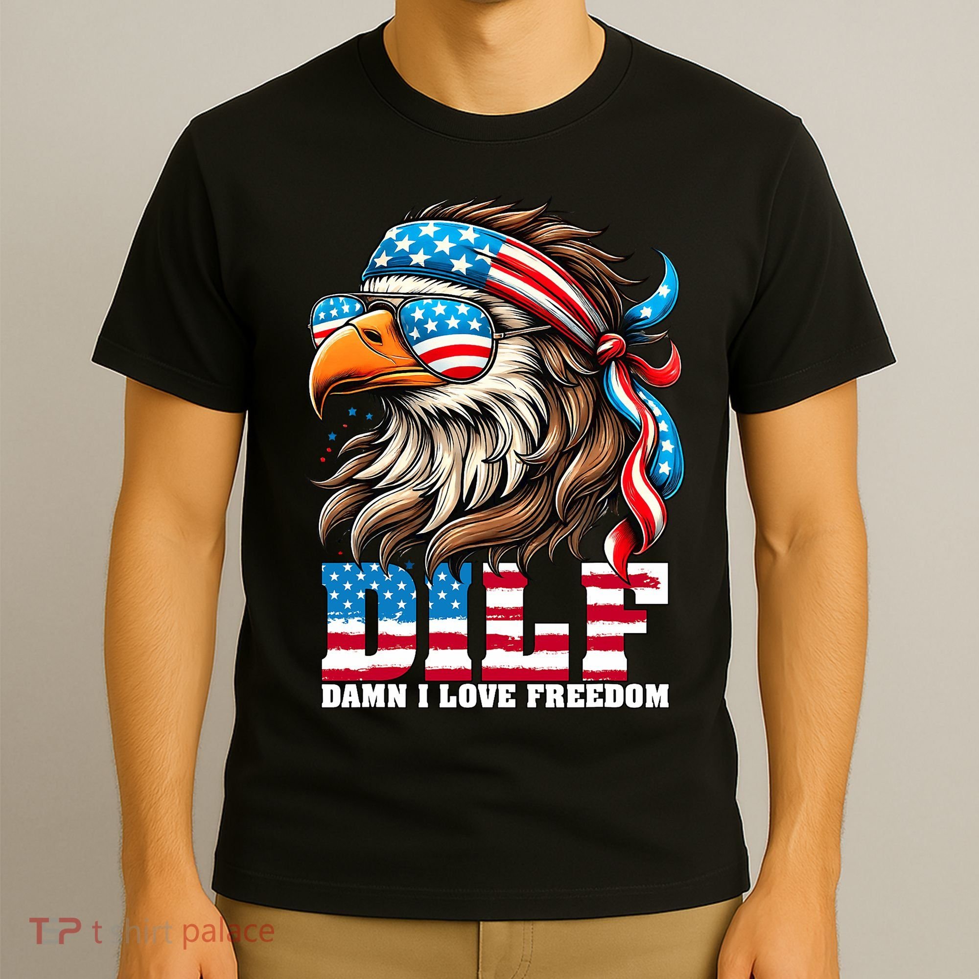 Dilf Damn I Love Freedom Eagle Mullet Funny 4th Of July T-Shirt