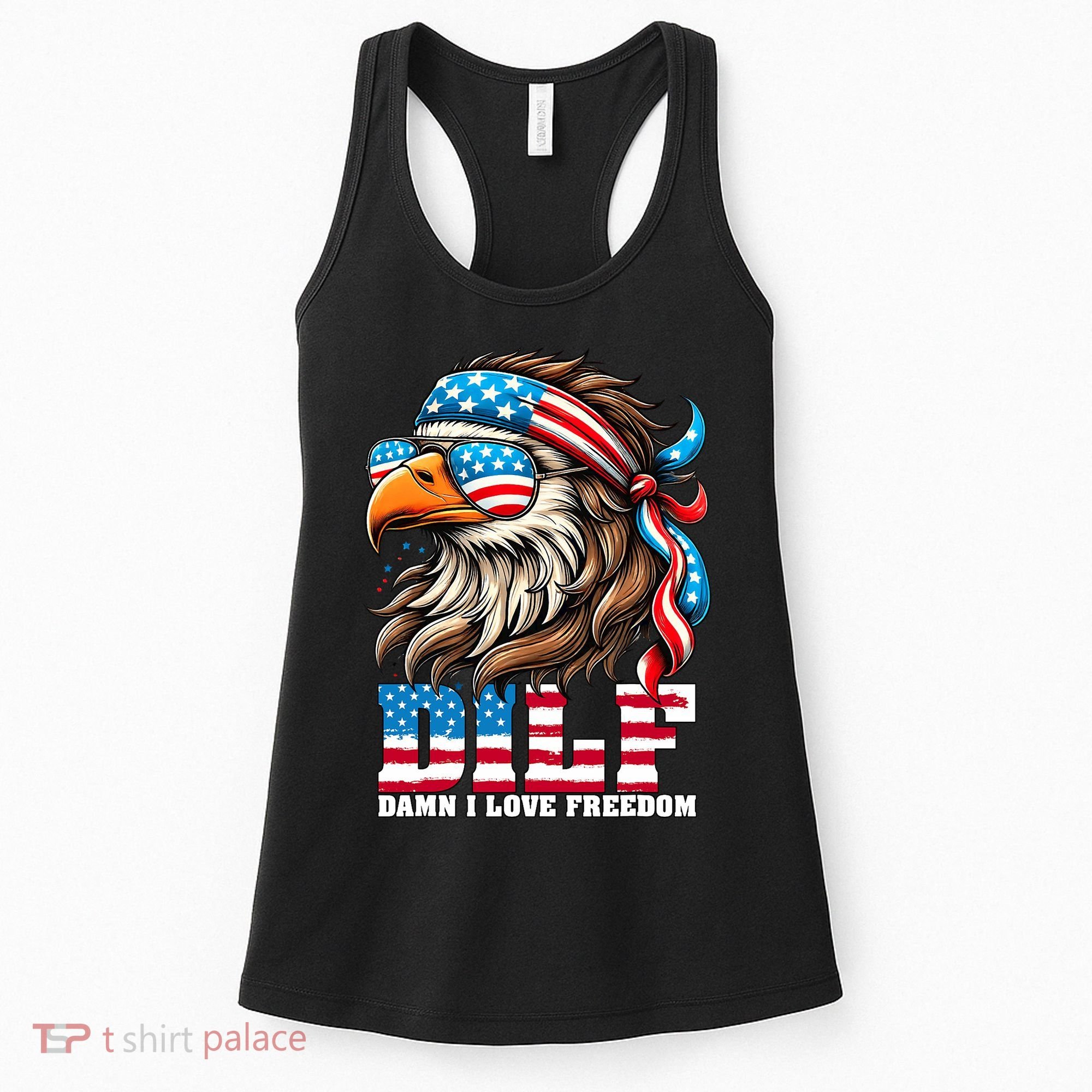 Dilf Damn I Love Freedom Eagle Mullet Funny 4th Of July Women's Tank Top