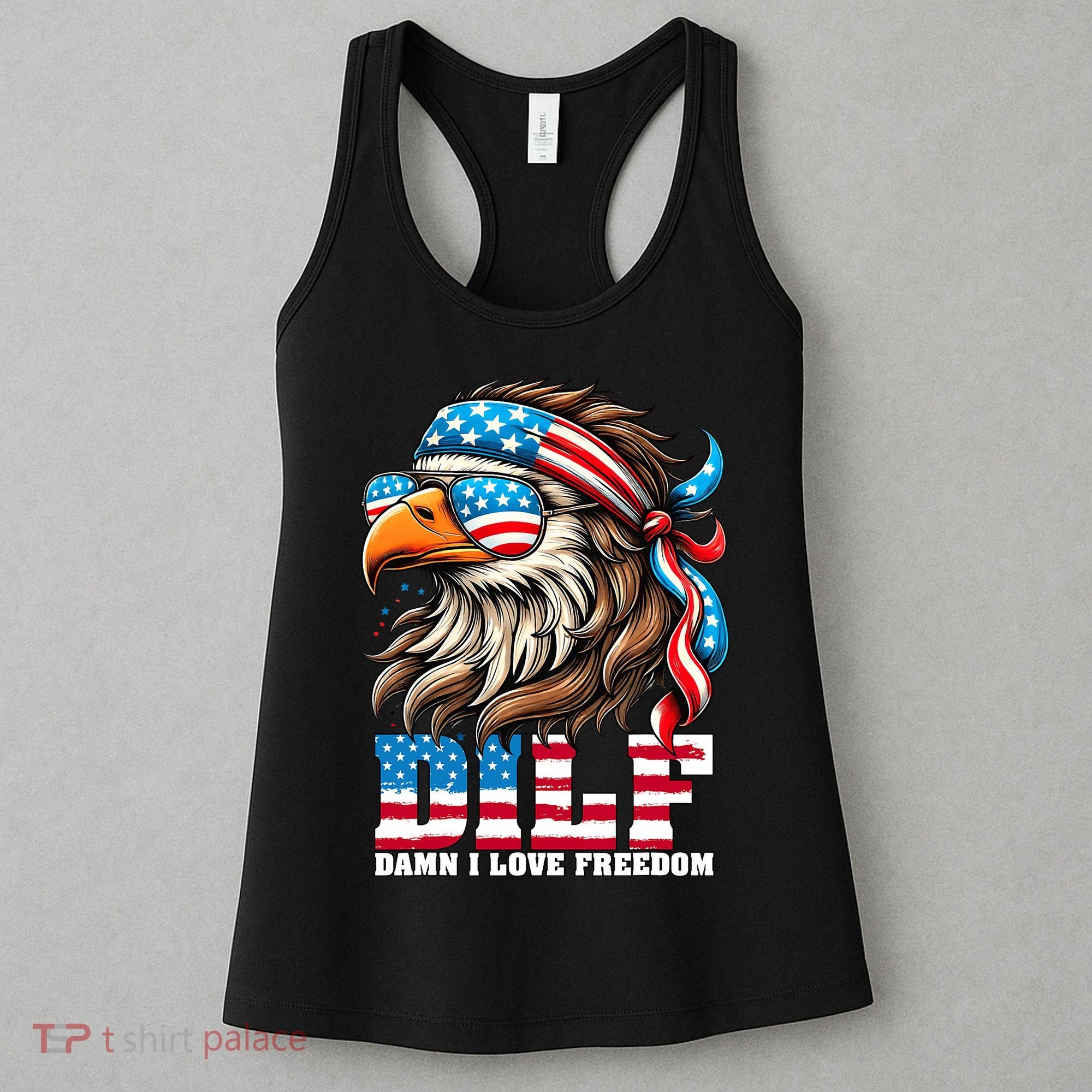 Dilf Damn I Love Freedom Eagle Mullet Funny 4th Of July Women's Tank Top