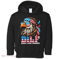Dilf Damn I Love Freedom Eagle Mullet Funny 4th Of July Toddler Hoodie thumb 0