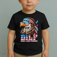 Dilf Damn I Love Freedom Eagle Mullet Funny 4th Of July Toddler T-Shirt thumb 2