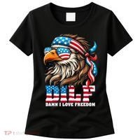 Dilf Damn I Love Freedom Eagle Mullet Funny 4th Of July Women's T-Shirt thumb 0