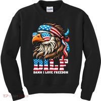 Dilf Damn I Love Freedom Eagle Mullet Funny 4th Of July Kids Sweatshirt thumb 0