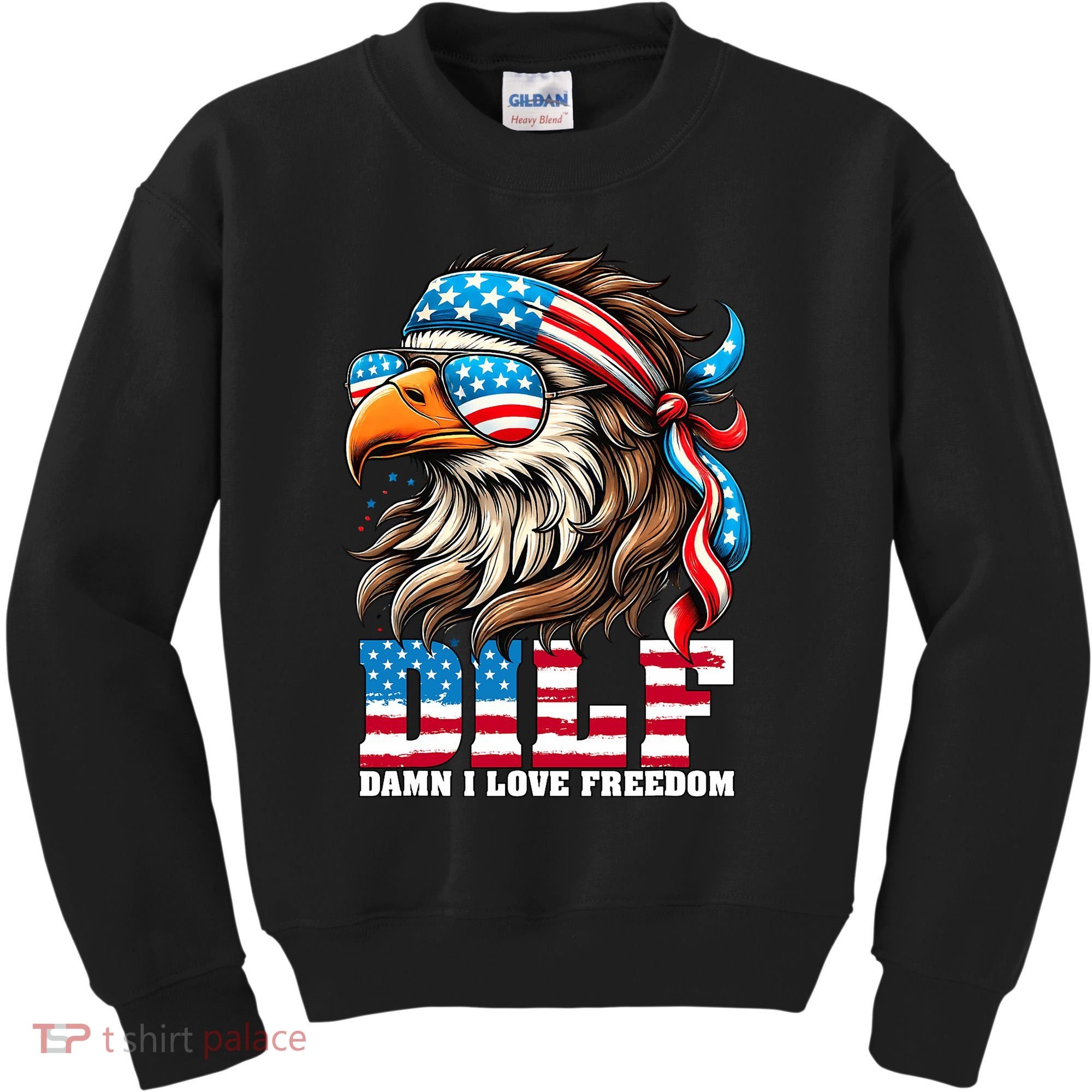 Dilf Damn I Love Freedom Eagle Mullet Funny 4th Of July Kids Sweatshirt