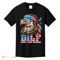 Dilf Damn I Love Freedom Eagle Mullet Funny 4th Of July Kids T-Shirt thumb 0