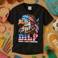 Dilf Damn I Love Freedom Eagle Mullet Funny 4th Of July Kids T-Shirt thumb 3