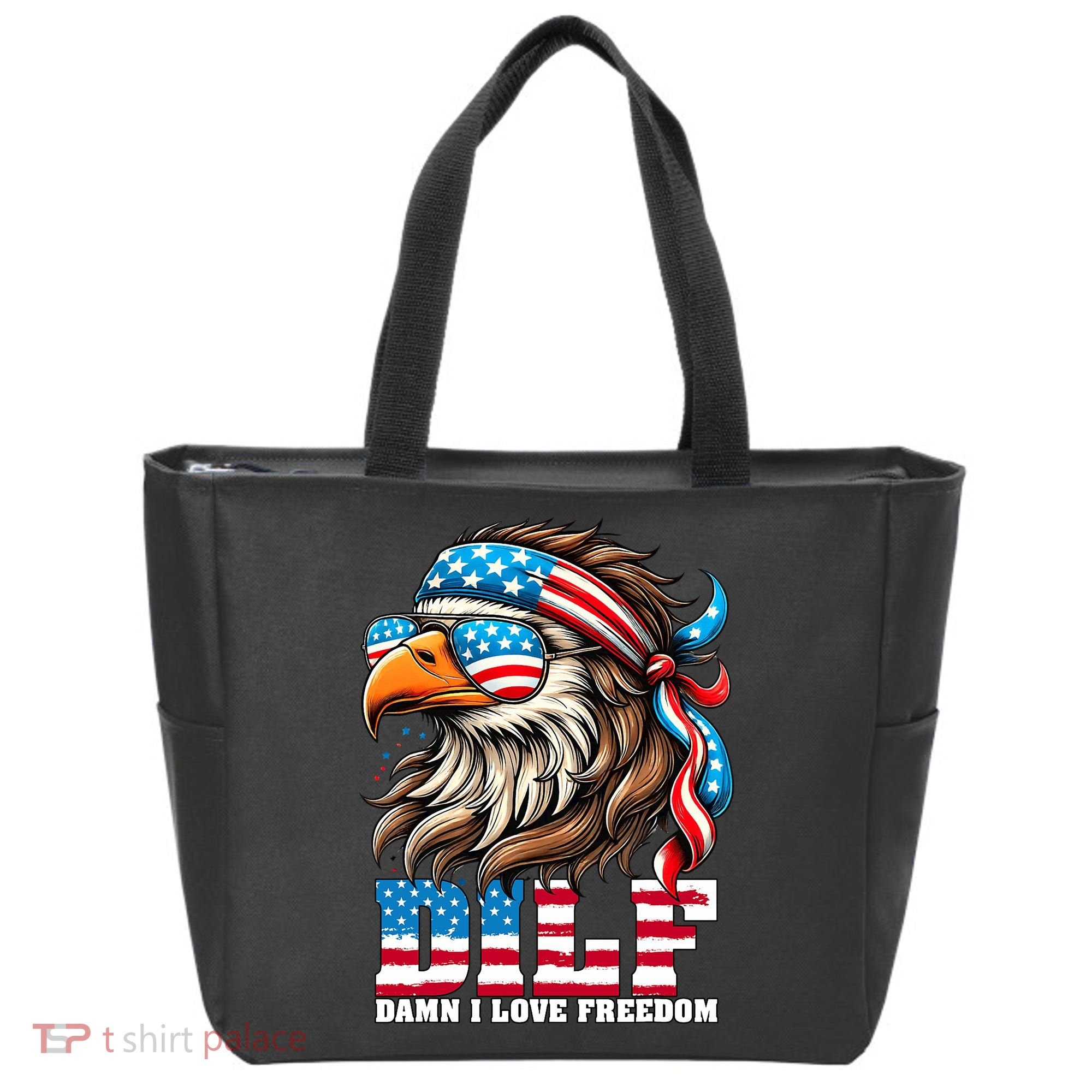 Dilf Damn I Love Freedom Eagle Mullet Funny 4th Of July Tote Bag