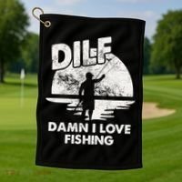 Dilf Damn I Love Fishing Golf Towel thumb 1