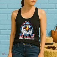 Dilf Damn I Love Freedom Eagle Funny Patriotic 4th Of July Women's Tank Top thumb 2
